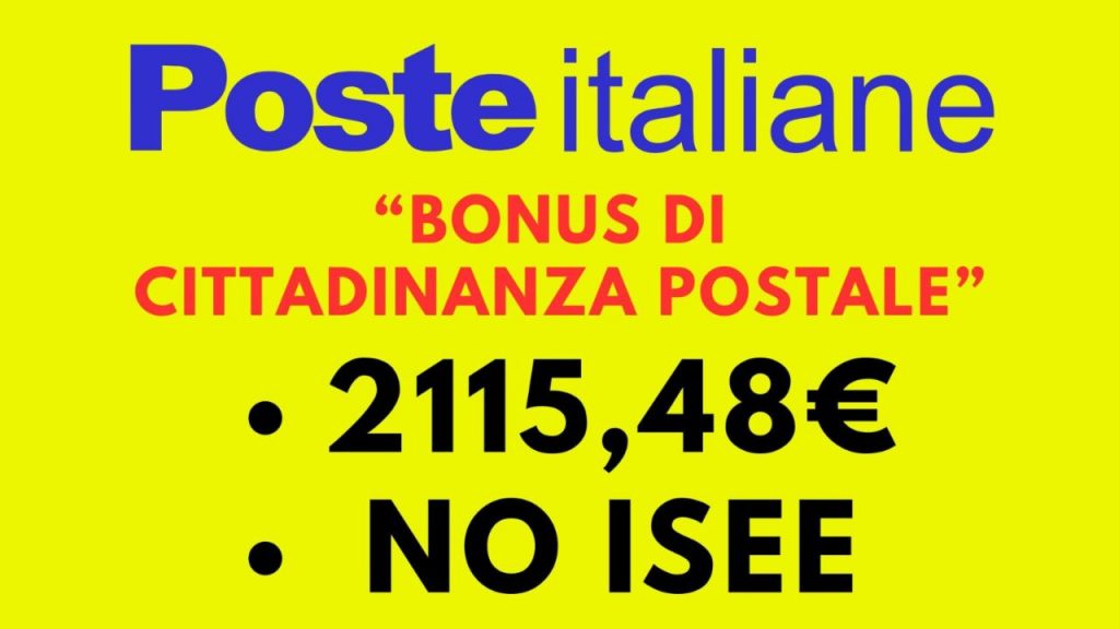 “Bonus di cittadinanza postale”: da oggi ti devono erogare 2115,48€ per legge | Non serve isee familiare