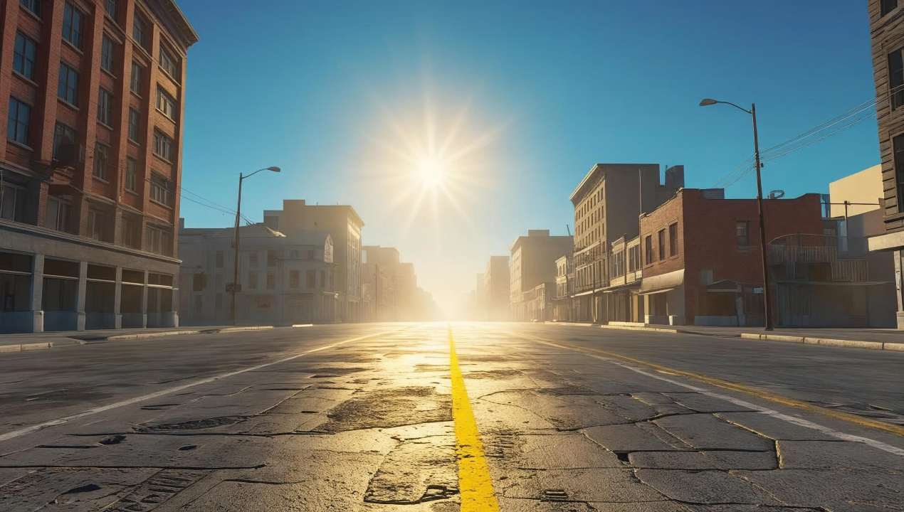Strada deserta in agosto